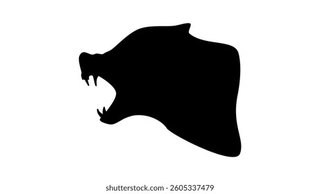 wolf with open mouth, black isolated silhouette