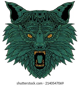 lobo ornamentado con arte vectorial