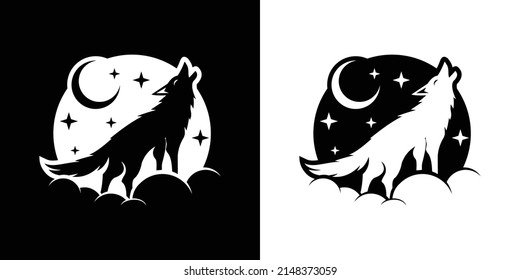 Wolf out of the moon, concept vector illustration. Perfect for your business