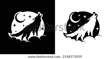 Wolf out of the moon, concept vector illustration. Perfect for your business