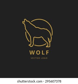 Wolf outline logo. Simple vector image