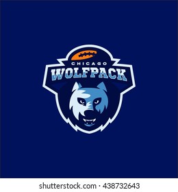 Wolf pack American Football team logo emblem