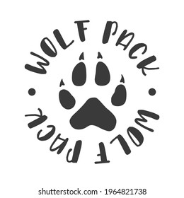 Wolf Pack Illustration Badge Sign. Vector Stamp Wolves Family Symbol. Round Seal Funny Style.