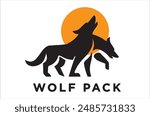 Wolf Pack illustration black logo design