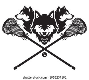 Wolf Pack Lacrosse Team Sport Symbol