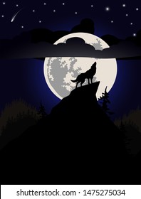 Wolf Pack Leader Howling At The Moon