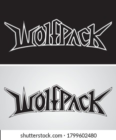 Wolf Pack Lettering Design, Sharp Spikes