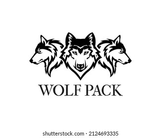 wolf pack logo design vector svg