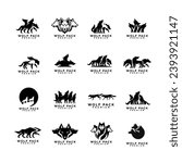 wolf pack logo icon design illustration template