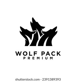 wolf pack logo icon design illustration template