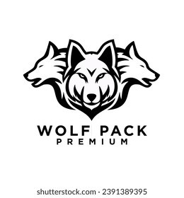 wolf pack logo icon design illustration template