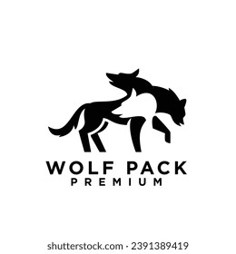 wolf pack logo icon design illustration template