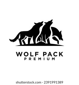 wolf pack logo icon design illustration template