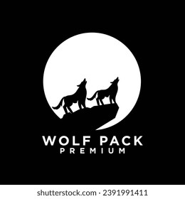 wolf pack logo icon design illustration template