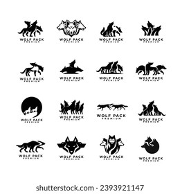 wolf pack logo icon design illustration template