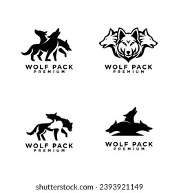 wolf pack logo icon design illustration template