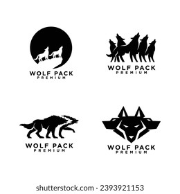 wolf pack logo icon design illustration template