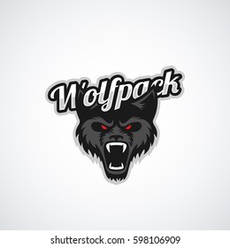 Wolf pack mascot for a sport team on a white background. Vector illustration.