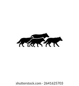 Wolf Pack Walking Together in Wild Forest Environment