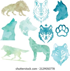 wolf pack watercolor vector wild animal