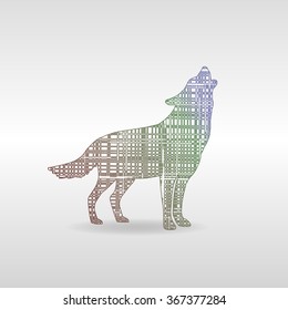 wolf pained in lines. logo sign
