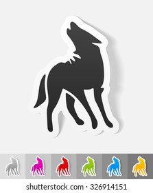 wolf paper sticker with shadow. Vector illustration