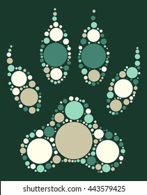 Wolf paw print shape vector design by color point