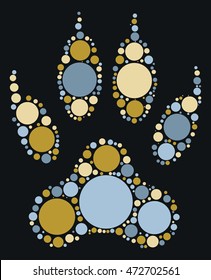 Wolf paw print shape vector design by color point