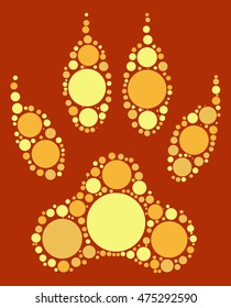 Wolf paw print shape vector design by color point