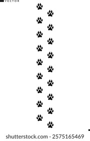 Wolf paw print vector. Coyote paw print silhouette. Wild animal footprint