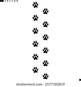 Wolf paw print vector illustration. Wild animal track. Jackal paw print silhouette