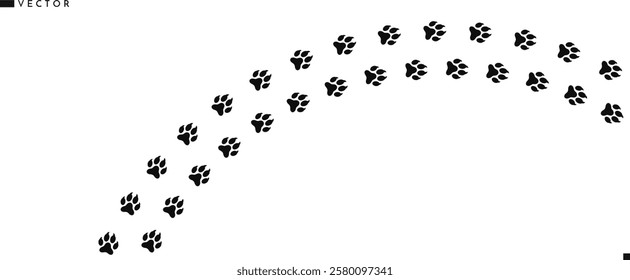 Wolf paw print vector illustration. Wild animal paw print silhouette