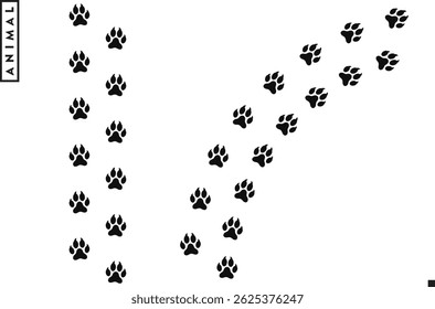 Wolf paw prints. Animal paw prints. Arctic wolf vector  