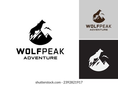 El logotipo de Wolf Peak Adventure es un logotipo dinámico que presenta un lobo y montañas. Es adecuado para empresas de aventura al aire libre, organizaciones de vida silvestre y negocios basados en la naturaleza.