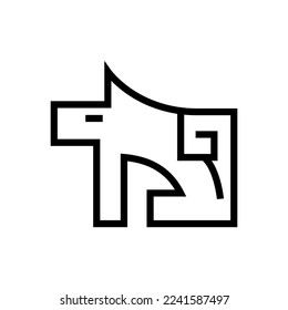 Wolf pictogram, a linear icon on a white background. Vector clipart