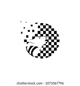 wolf pixel animal logo