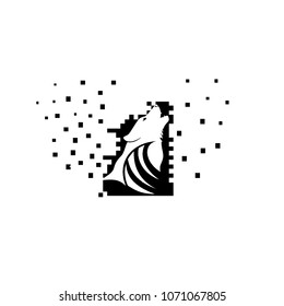 wolf pixel animal logo
