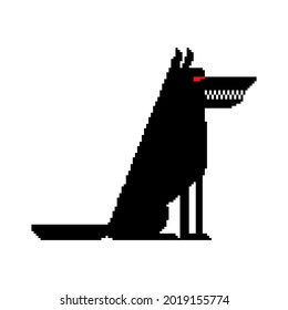 Wolf pixel art. Wild forest predator 8 bit. vector illustration 