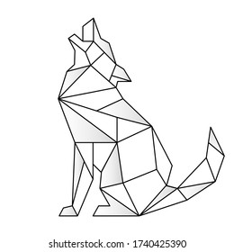 wolf in Polygon style. low poly design in triangles. Contour for tattoo, logo, emblem and design element.