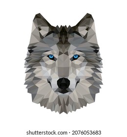 wolf polygonal design, low polygon type graphic design, detail object