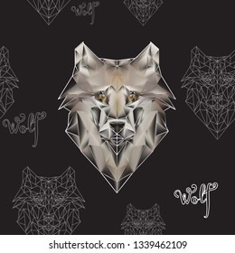 wolf polygons seamless texture illustration vector
