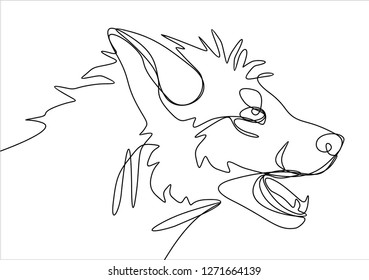 Wolf portrait. Continuous line