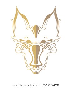 Wolf portrait. Decorative animal head. 