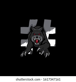 wolf pounced on the logo vector design