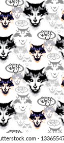 wolf print seamless texture illustration vector