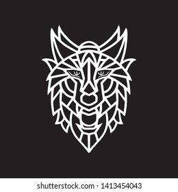 Wolf prism illustration abstract monoline logo vector