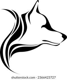 Wolf profile head tattoo, tattoo illustration, vector on a white background.