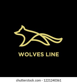 wolf run gold line unique animal logo icon designs icon vector