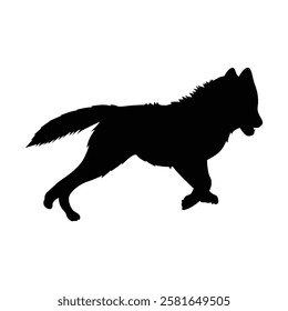 Wolf Running Pack Vector Silhouette.