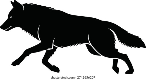 Wolf Running Silhouette Black Simple Illustration